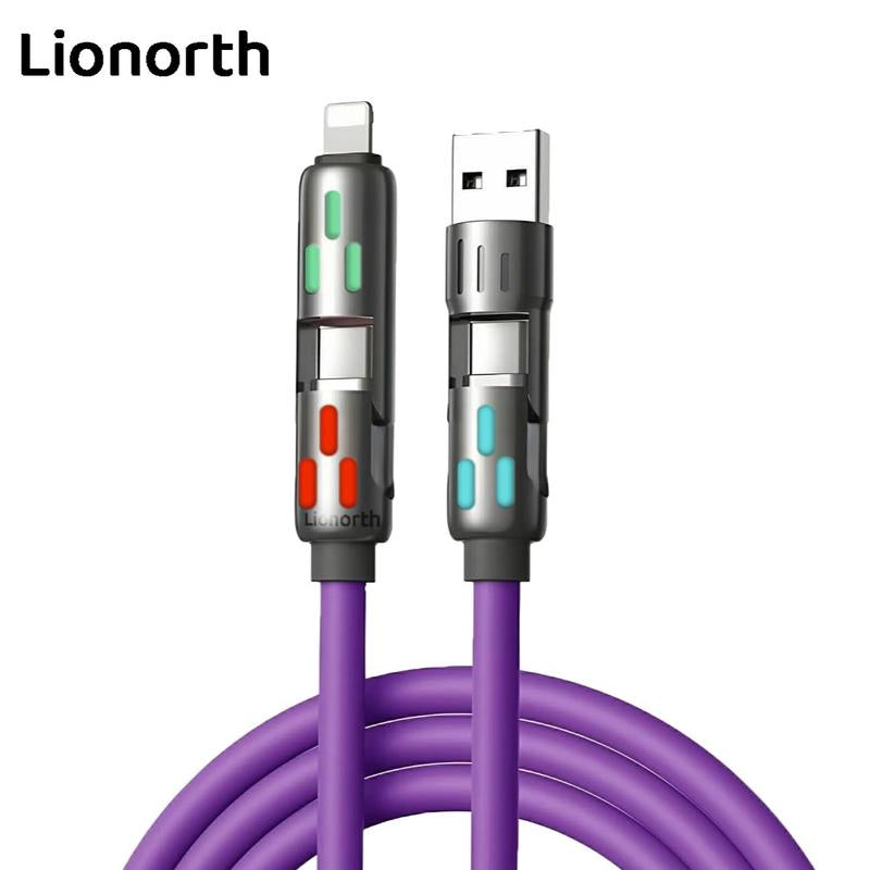 240W 4-In-1 USB Charging Cable – High-Speed Charging and Data Transfer for Iphone 15/16, Ipad Pro, Samsung, and Other Devices, Perfect for Home, Office, and Travel