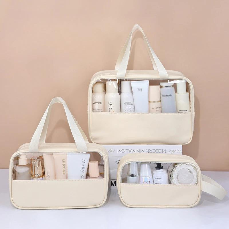 Portable Travel Cosmetic Bag Women Transparent Makeup Bag Large-Capacity Bath Wash Bags Multifunction Waterproof Storage Case