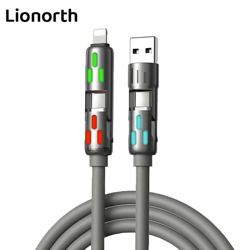 240W 4-In-1 USB Charging Cable – High-Speed Charging and Data Transfer for Iphone 15/16, Ipad Pro, Samsung, and Other Devices, Perfect for Home, Office, and Travel